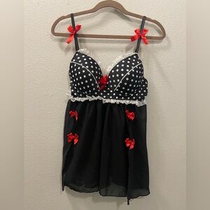 Raveware Lingerie Women's Polka Dot Babydoll Top | Vintage inspired